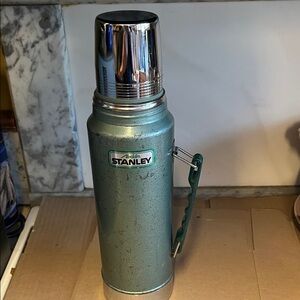 Stanley Green and Silver Thermos